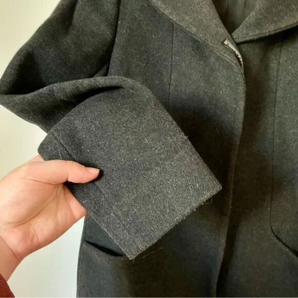 Aritzia Wilfred Cocoon Wool Pea Coat Jacket Charcoal Grey Size Small - Picture 9 of 11